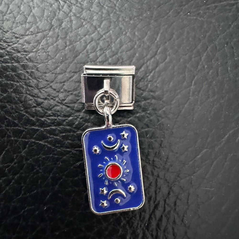 Blue Celestial Sun and Moon Italian Charm Dangle Link